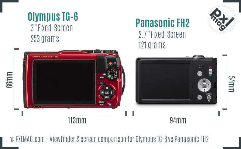 Olympus TG-6 vs Panasonic FH2 Screen and Viewfinder comparison