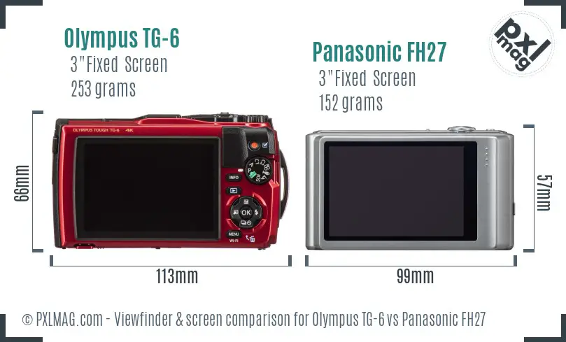 Olympus TG-6 vs Panasonic FH27 Screen and Viewfinder comparison