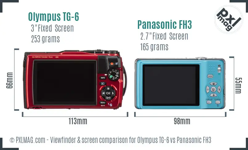 Olympus TG-6 vs Panasonic FH3 Screen and Viewfinder comparison