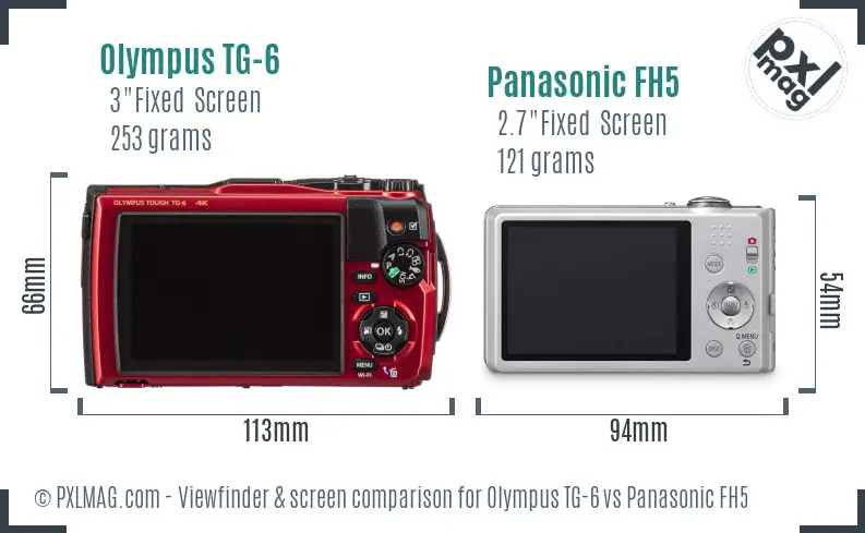 Olympus TG-6 vs Panasonic FH5 Screen and Viewfinder comparison