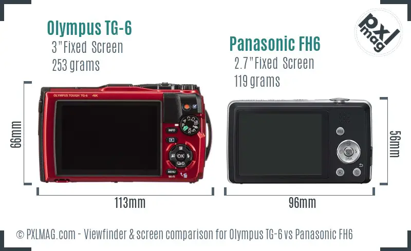 Olympus TG-6 vs Panasonic FH6 Screen and Viewfinder comparison