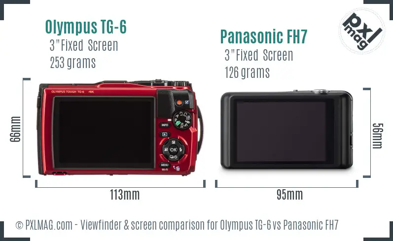 Olympus TG-6 vs Panasonic FH7 Screen and Viewfinder comparison