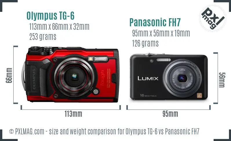 Olympus TG-6 vs Panasonic FH7 size comparison