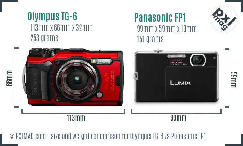 Olympus TG-6 vs Panasonic FP1 size comparison