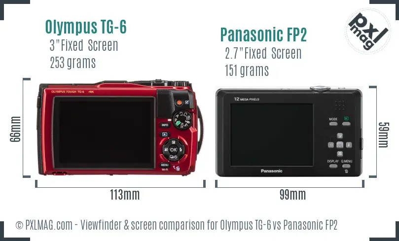 Olympus TG-6 vs Panasonic FP2 Screen and Viewfinder comparison