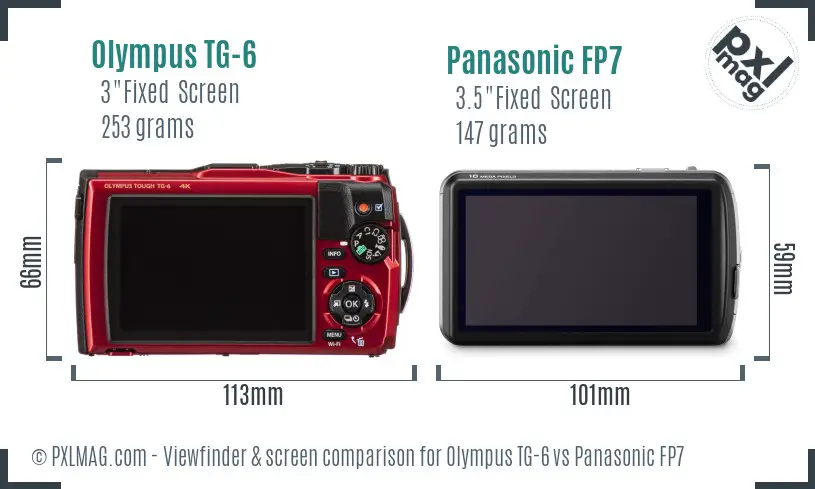 Olympus TG-6 vs Panasonic FP7 Screen and Viewfinder comparison