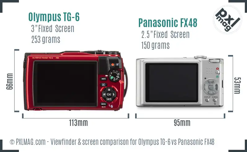 Olympus TG-6 vs Panasonic FX48 Screen and Viewfinder comparison