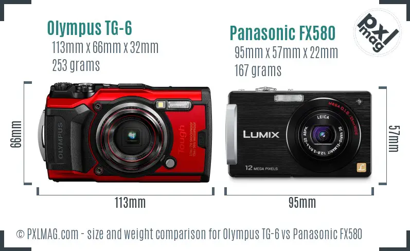 Olympus TG-6 vs Panasonic FX580 size comparison