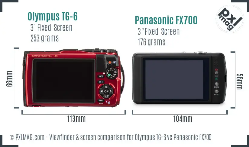 Olympus TG-6 vs Panasonic FX700 Screen and Viewfinder comparison Olympus TG-6 vs Panasonic FX700 Screen and Viewfinder comparison