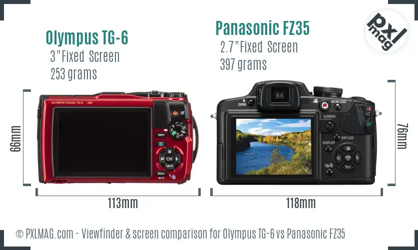 Olympus TG-6 vs Panasonic FZ35 Screen and Viewfinder comparison Olympus TG-6 vs Panasonic FZ35 Screen and Viewfinder comparison