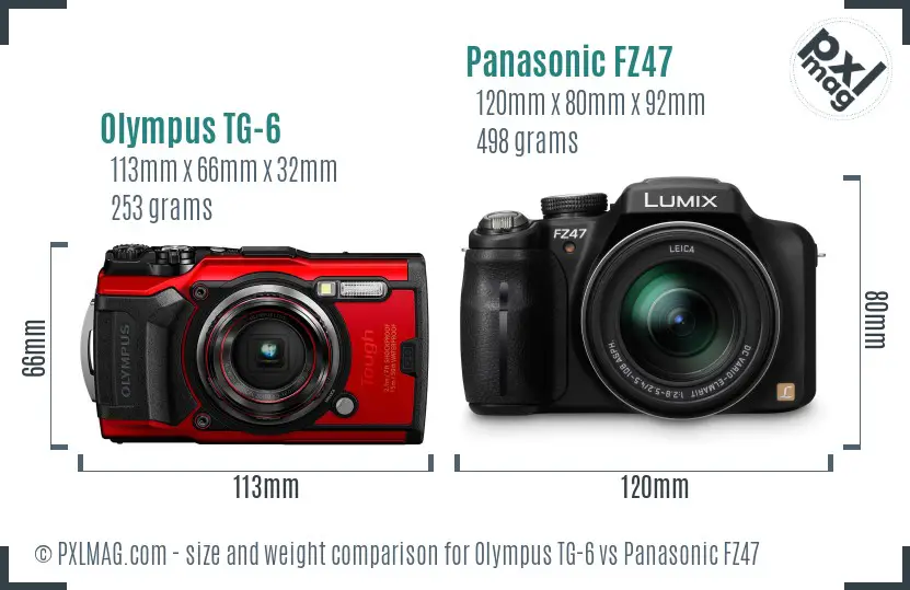 Olympus TG-6 vs Panasonic FZ47 size comparison