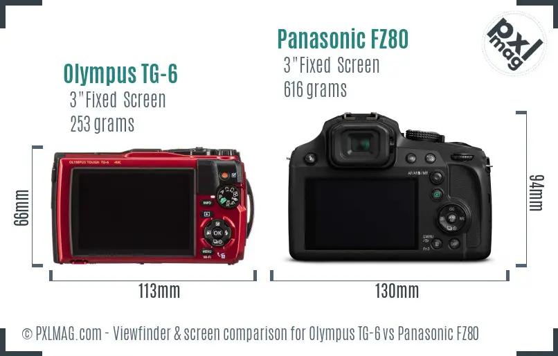 Olympus TG-6 vs Panasonic FZ80 Screen and Viewfinder comparison