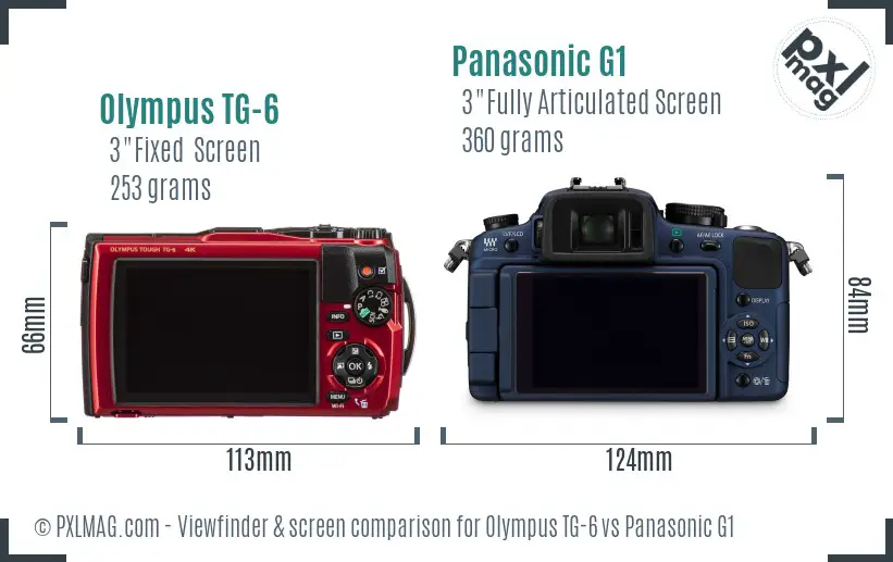 Olympus TG-6 vs Panasonic G1 Screen and Viewfinder comparison