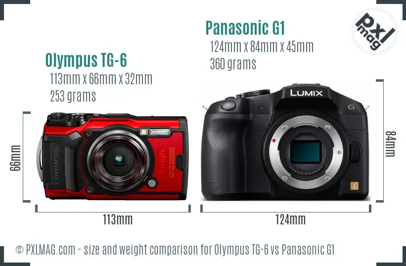 Olympus TG-6 vs Panasonic G1 size comparison