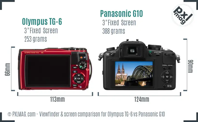 Olympus TG-6 vs Panasonic G10 Screen and Viewfinder comparison