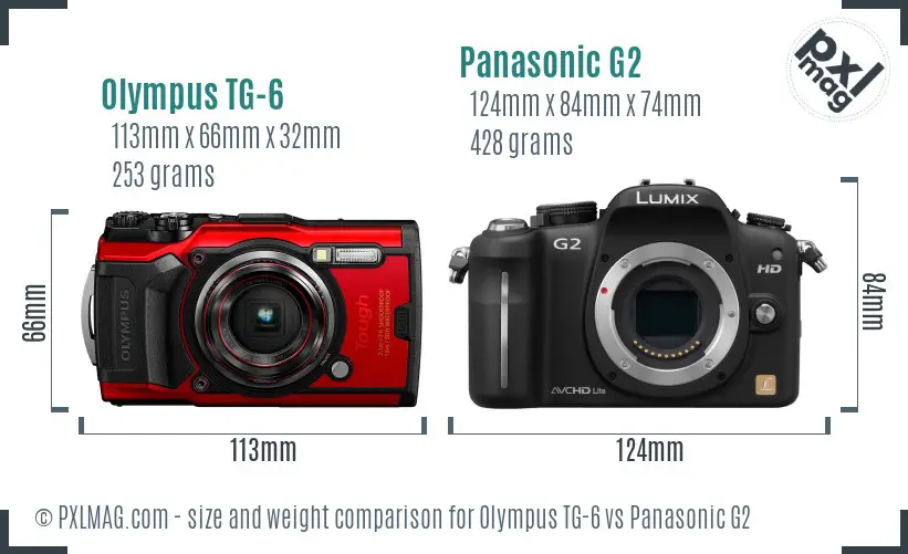 Olympus TG-6 vs Panasonic G2 size comparison Olympus TG-6 vs Panasonic G2 size comparison