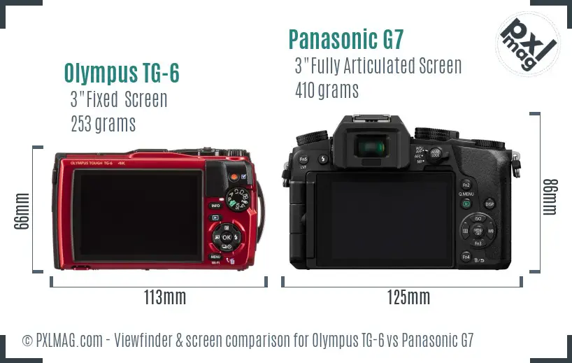 Olympus TG-6 vs Panasonic G7 Screen and Viewfinder comparison