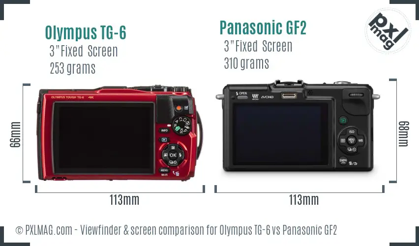 Olympus TG-6 vs Panasonic GF2 Screen and Viewfinder comparison