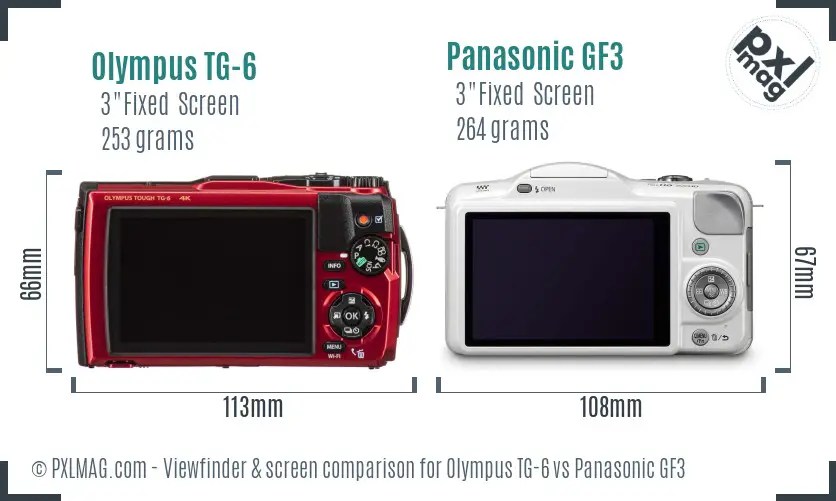 Olympus TG-6 vs Panasonic GF3 Screen and Viewfinder comparison