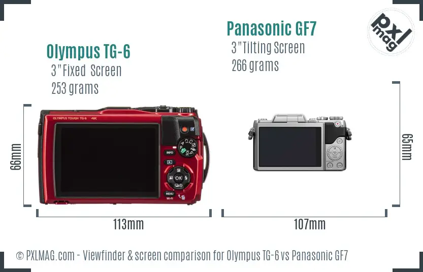 Olympus TG-6 vs Panasonic GF7 Screen and Viewfinder comparison