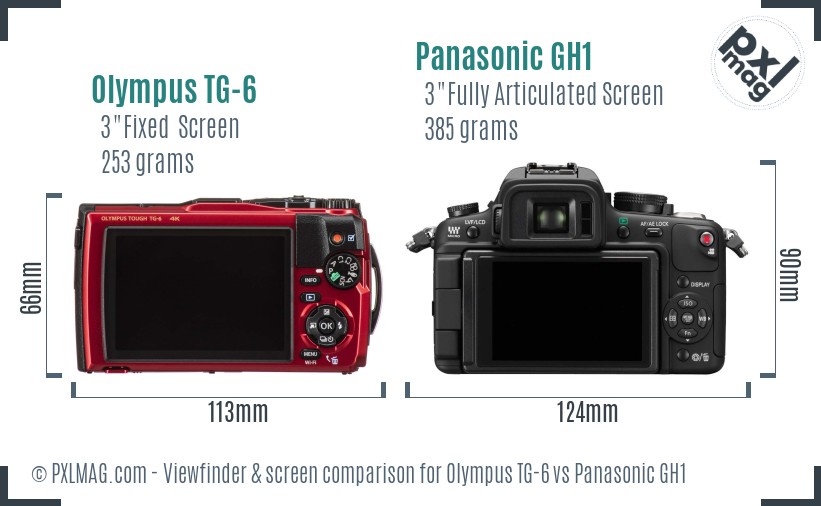 Olympus TG-6 vs Panasonic GH1 Screen and Viewfinder comparison