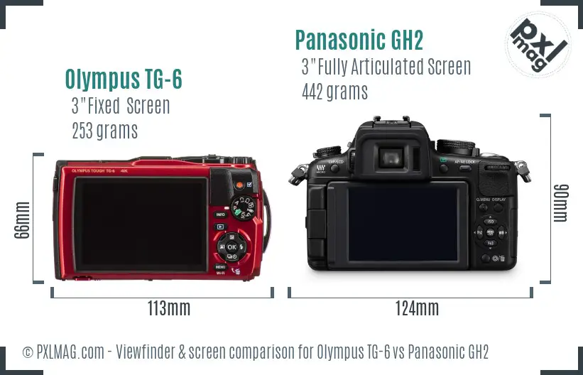 Olympus TG-6 vs Panasonic GH2 Screen and Viewfinder comparison