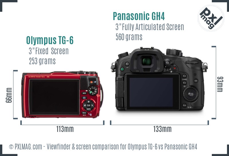 Olympus TG-6 vs Panasonic GH4 Screen and Viewfinder comparison