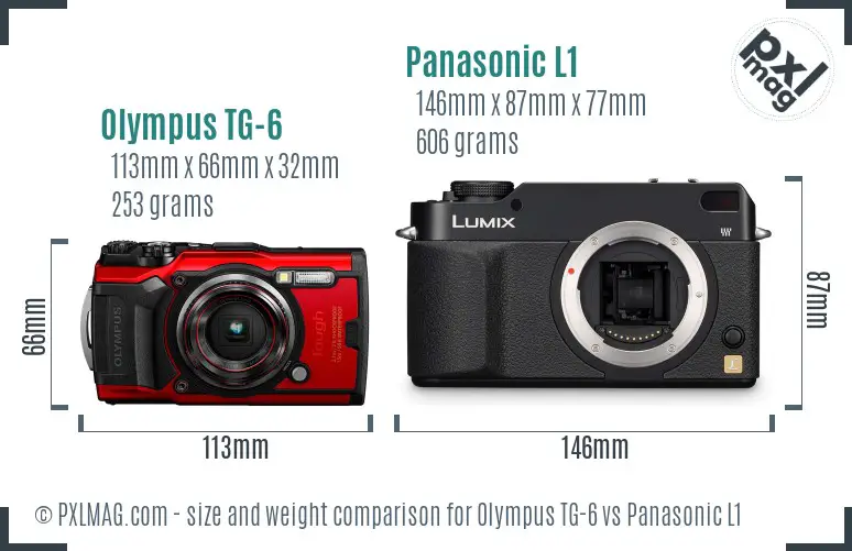 Olympus TG-6 vs Panasonic L1 size comparison Olympus TG-6 vs Panasonic L1 size comparison