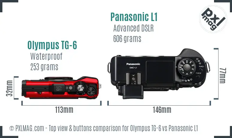 Olympus TG-6 vs Panasonic L1 top view buttons comparison Olympus TG-6 vs Panasonic L1 top view buttons comparison