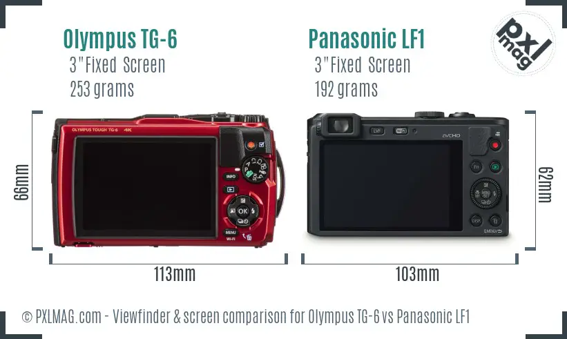 Olympus TG-6 vs Panasonic LF1 Screen and Viewfinder comparison