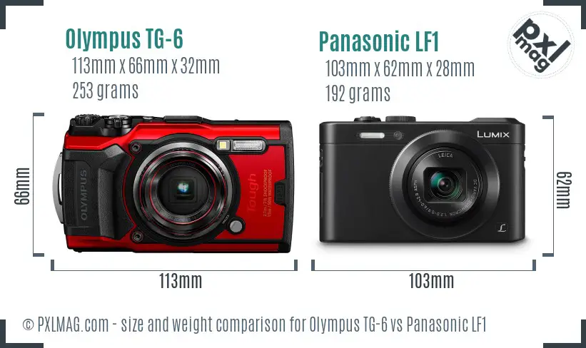 Olympus TG-6 vs Panasonic LF1 size comparison