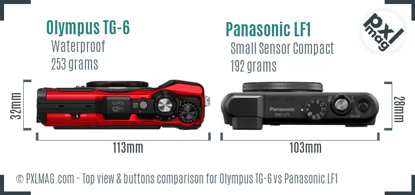 Olympus TG-6 vs Panasonic LF1 top view buttons comparison