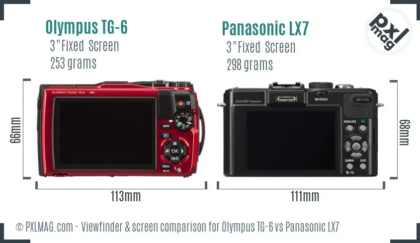 Olympus TG-6 vs Panasonic LX7 Screen and Viewfinder comparison