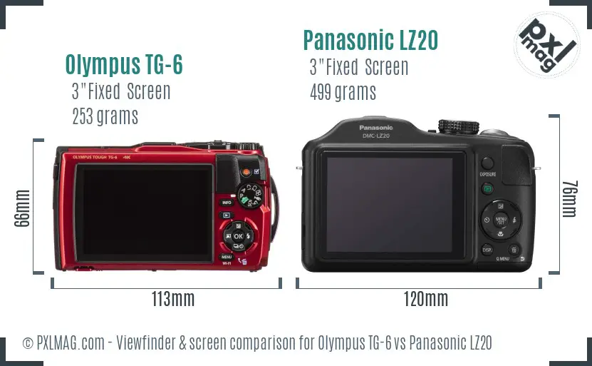 Olympus TG-6 vs Panasonic LZ20 Screen and Viewfinder comparison Olympus TG-6 vs Panasonic LZ20 Screen and Viewfinder comparison