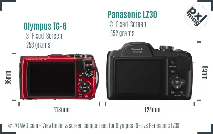 Olympus TG-6 vs Panasonic LZ30 Screen and Viewfinder comparison