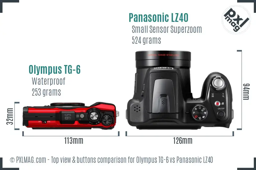 Olympus TG-6 vs Panasonic LZ40 top view buttons comparison