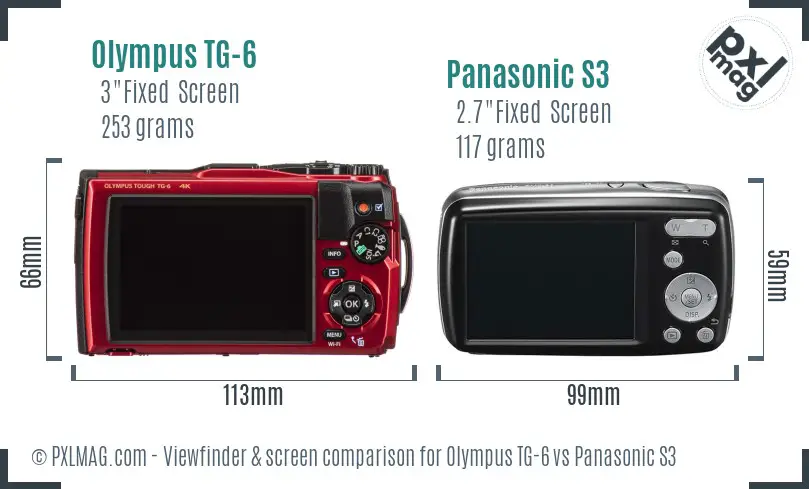 Olympus TG-6 vs Panasonic S3 Screen and Viewfinder comparison