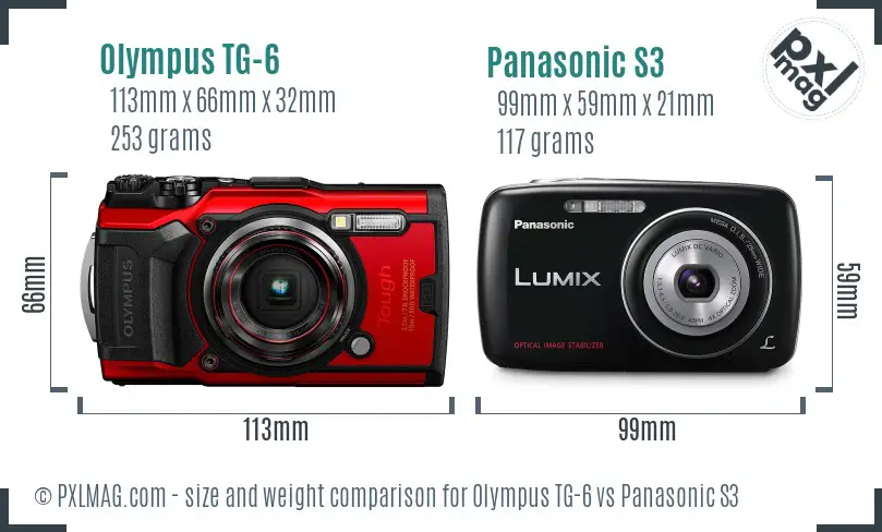 Olympus TG-6 vs Panasonic S3 size comparison