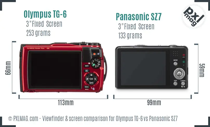 Olympus TG-6 vs Panasonic SZ7 Screen and Viewfinder comparison