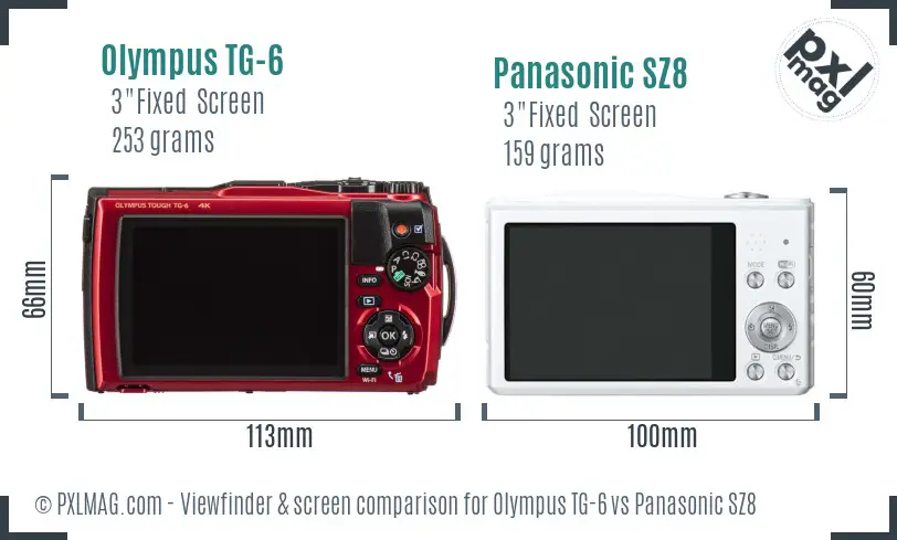 Olympus TG-6 vs Panasonic SZ8 Screen and Viewfinder comparison