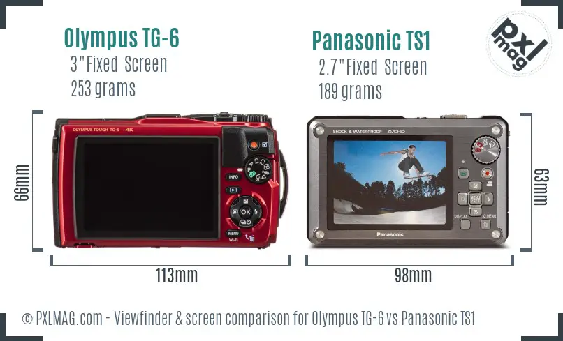 Olympus TG-6 vs Panasonic TS1 Screen and Viewfinder comparison
