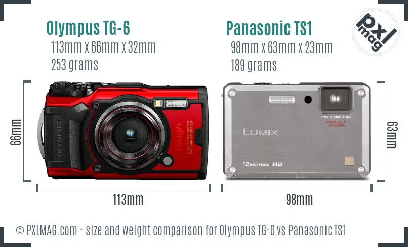 Olympus TG-6 vs Panasonic TS1 size comparison