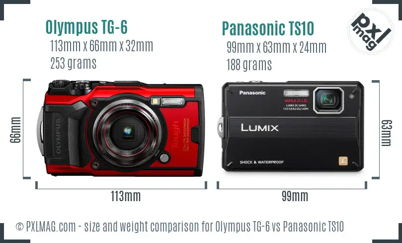 Olympus TG-6 vs Panasonic TS10 size comparison