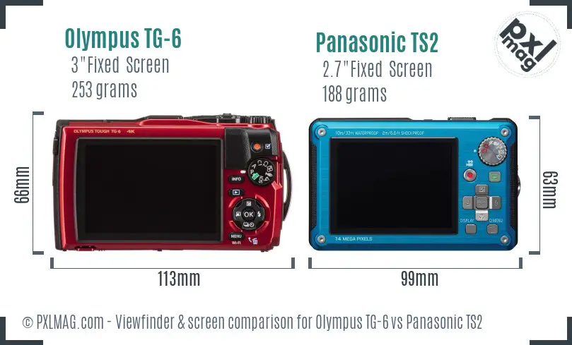 Olympus TG-6 vs Panasonic TS2 Screen and Viewfinder comparison