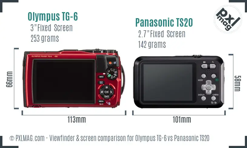 Olympus TG-6 vs Panasonic TS20 Screen and Viewfinder comparison