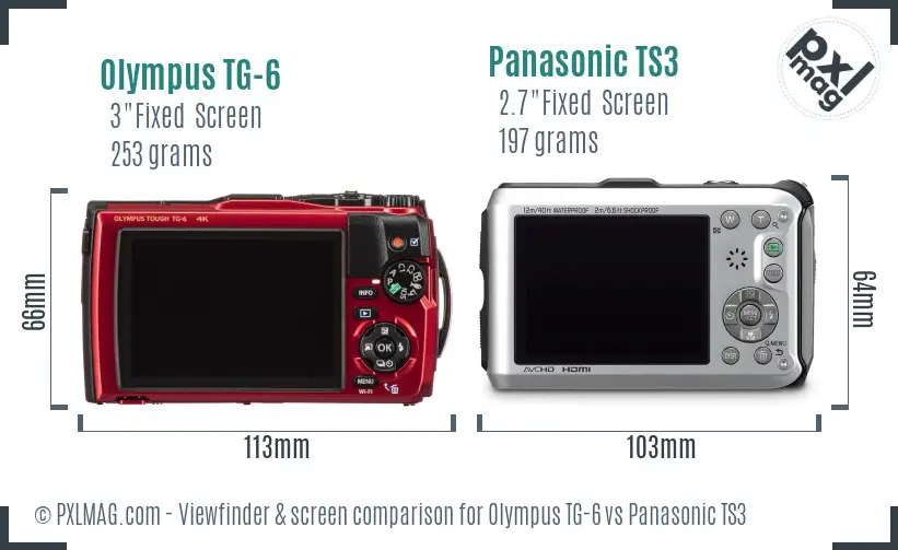 Olympus TG-6 vs Panasonic TS3 Screen and Viewfinder comparison