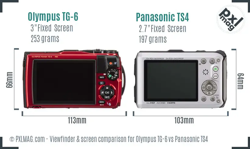 Olympus TG-6 vs Panasonic TS4 Screen and Viewfinder comparison