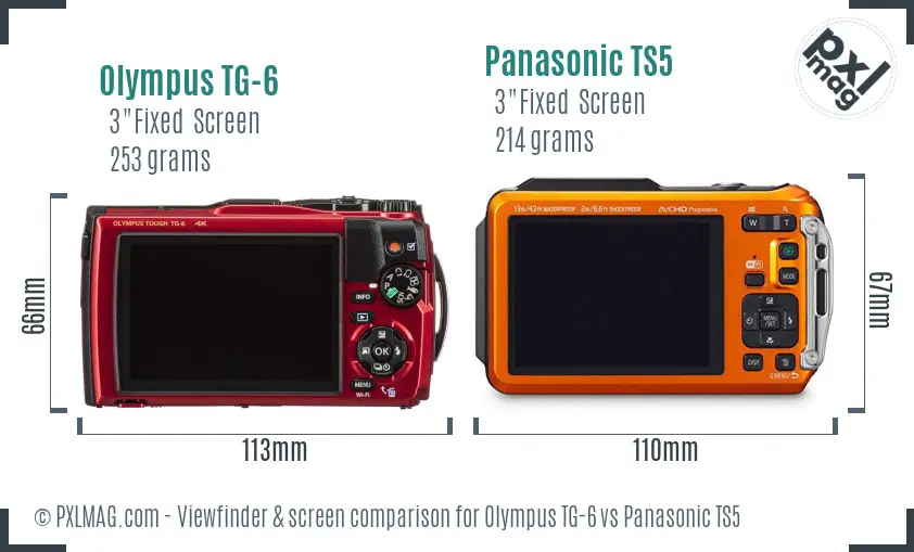 Olympus TG-6 vs Panasonic TS5 Screen and Viewfinder comparison
