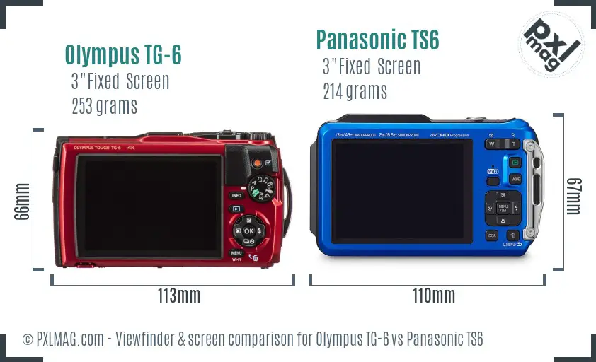 Olympus TG-6 vs Panasonic TS6 Screen and Viewfinder comparison