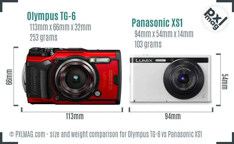 Olympus TG-6 vs Panasonic XS1 size comparison